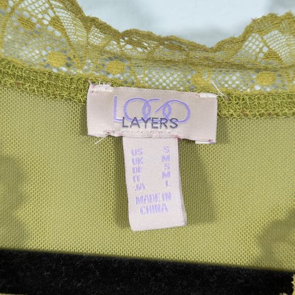 Moss Green Mesh Lace Long sleeve Top Goblincore Granola Girl Earthy Layering - Picture 5 of 8